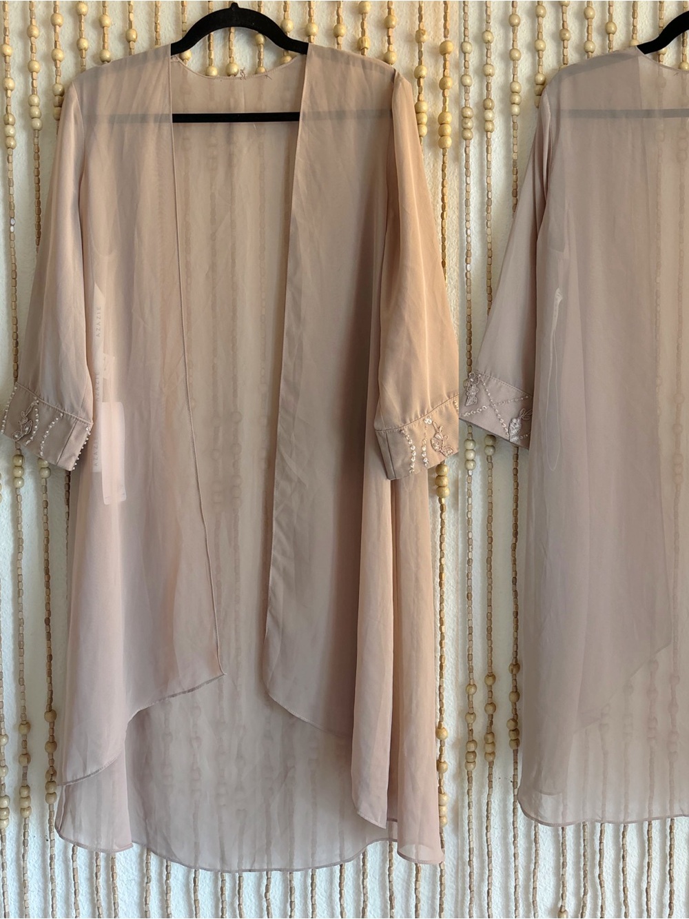 Azazie NWT Taupe Light Brown Semi Sheer Beaded Cuff Formal Dress Cover Up XL